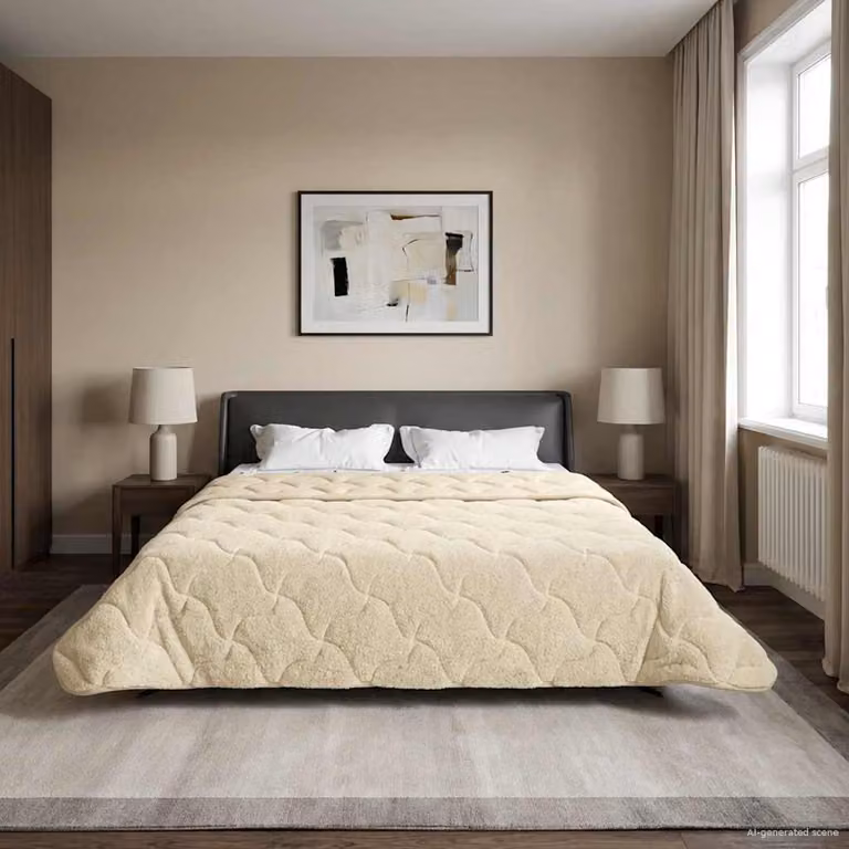 Piumino estivo reversibile vidaXL in fibra cava, traspirante, beige, 200 x 220 cm