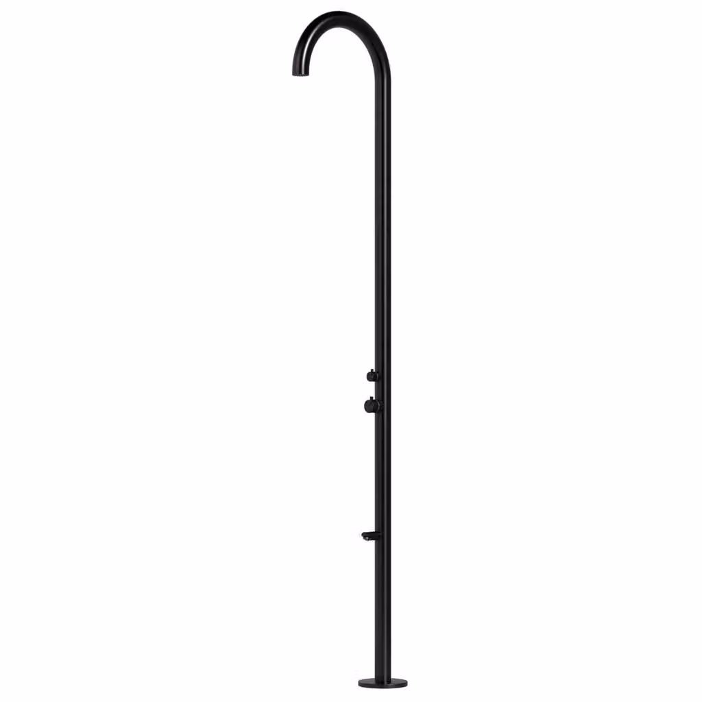 Doccia esterna Sined in acciaio inox 316L nera con miscelatore integrato sistema Cbox per giardino e piscina L: 244 cm – 2
