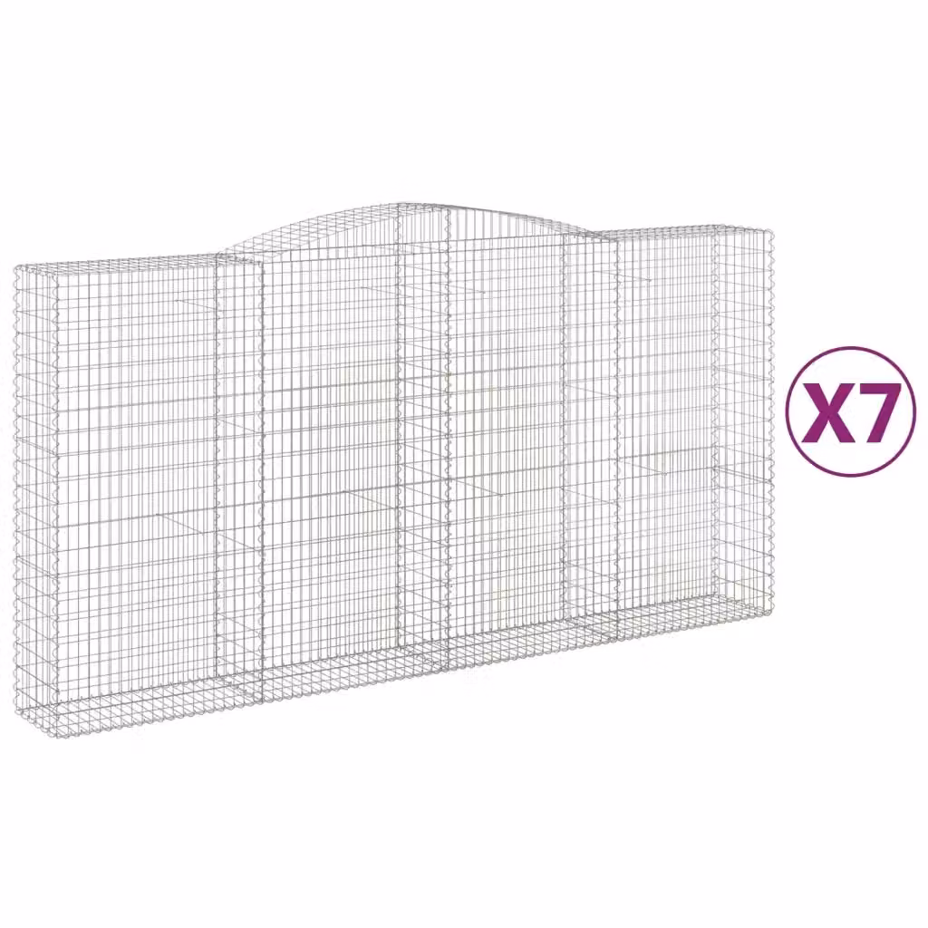 Set di 7 Cesti Gabbioni ad Arco vidaXL in Acciaio Zincato Argento L: 400 cm, P: 50 cm, H: 200-220 cm – 2