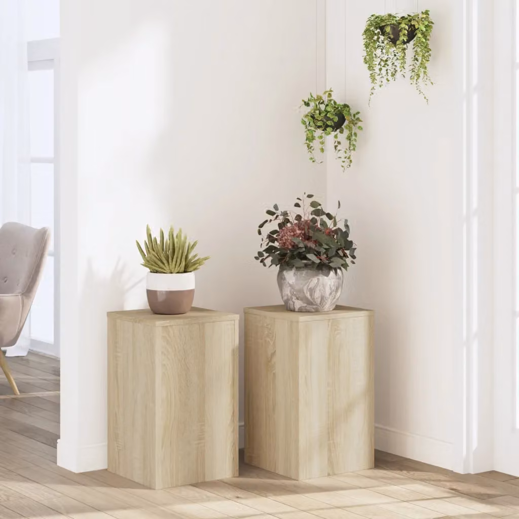 Set di 2 supporti per piante da parete vidaXL in legno marrone e beige, L/P/H: 30 x 30 x 50 cm