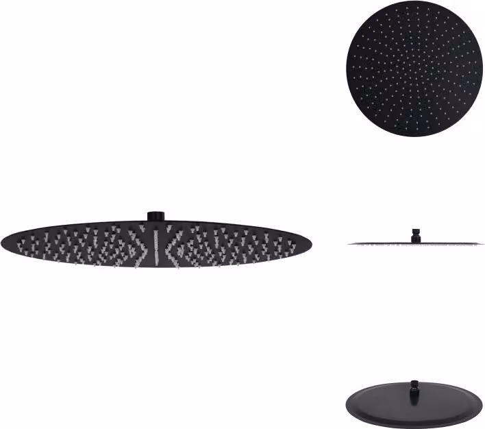 vidaXL Soffione doccia a pioggia in acciaio inox 40 cm rotondo nero - Soffioni doccia