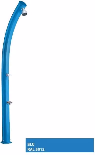 Doccia solare per esterno Jolly Curva Arkema in alluminio con lavapiedi colore blu