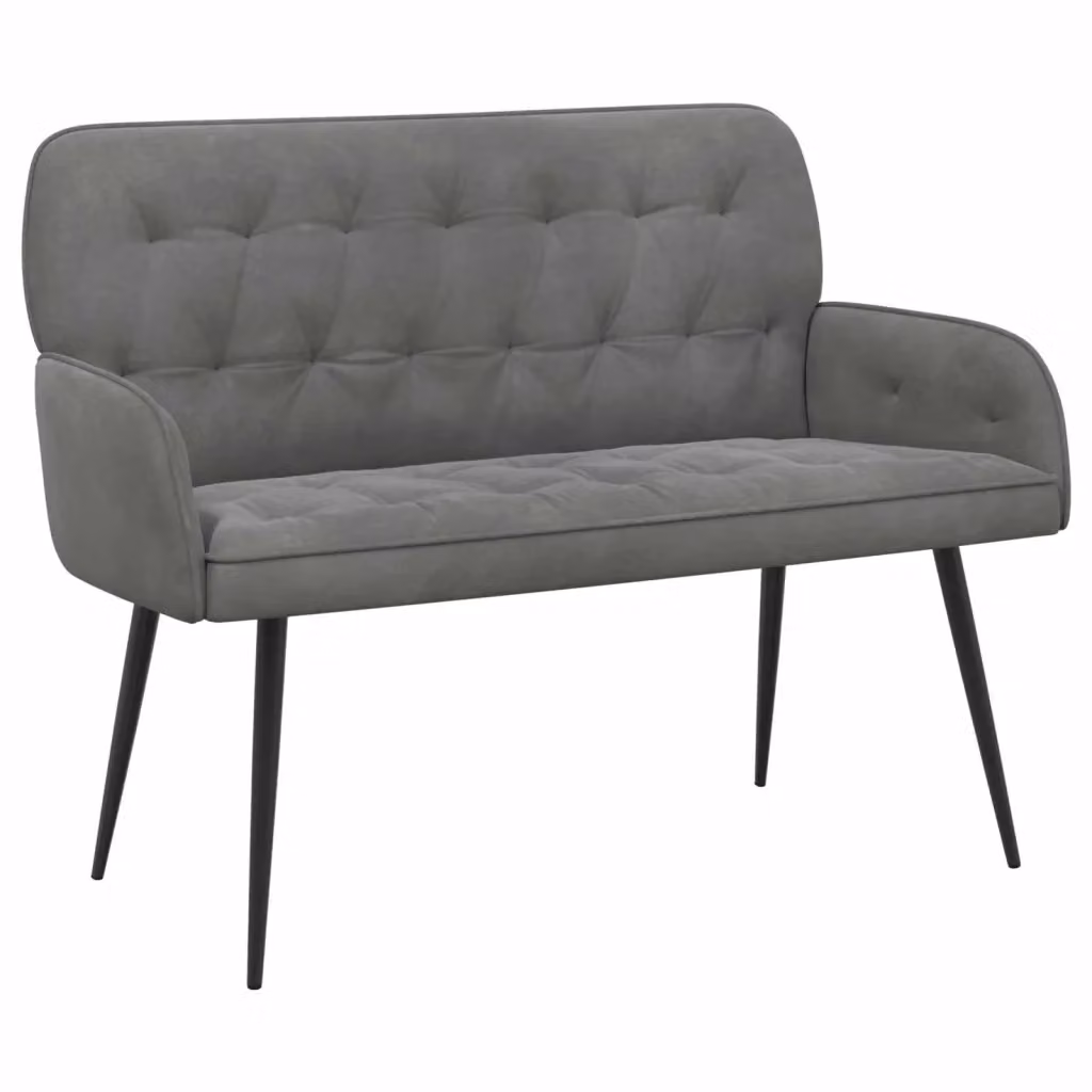 Divano a 2 posti moderno vidaXL in tessuto grigio con gambe in metallo e legno per soggiorno o ufficio L: 115 cm, P: 58 cm, H: 86 cm – 2