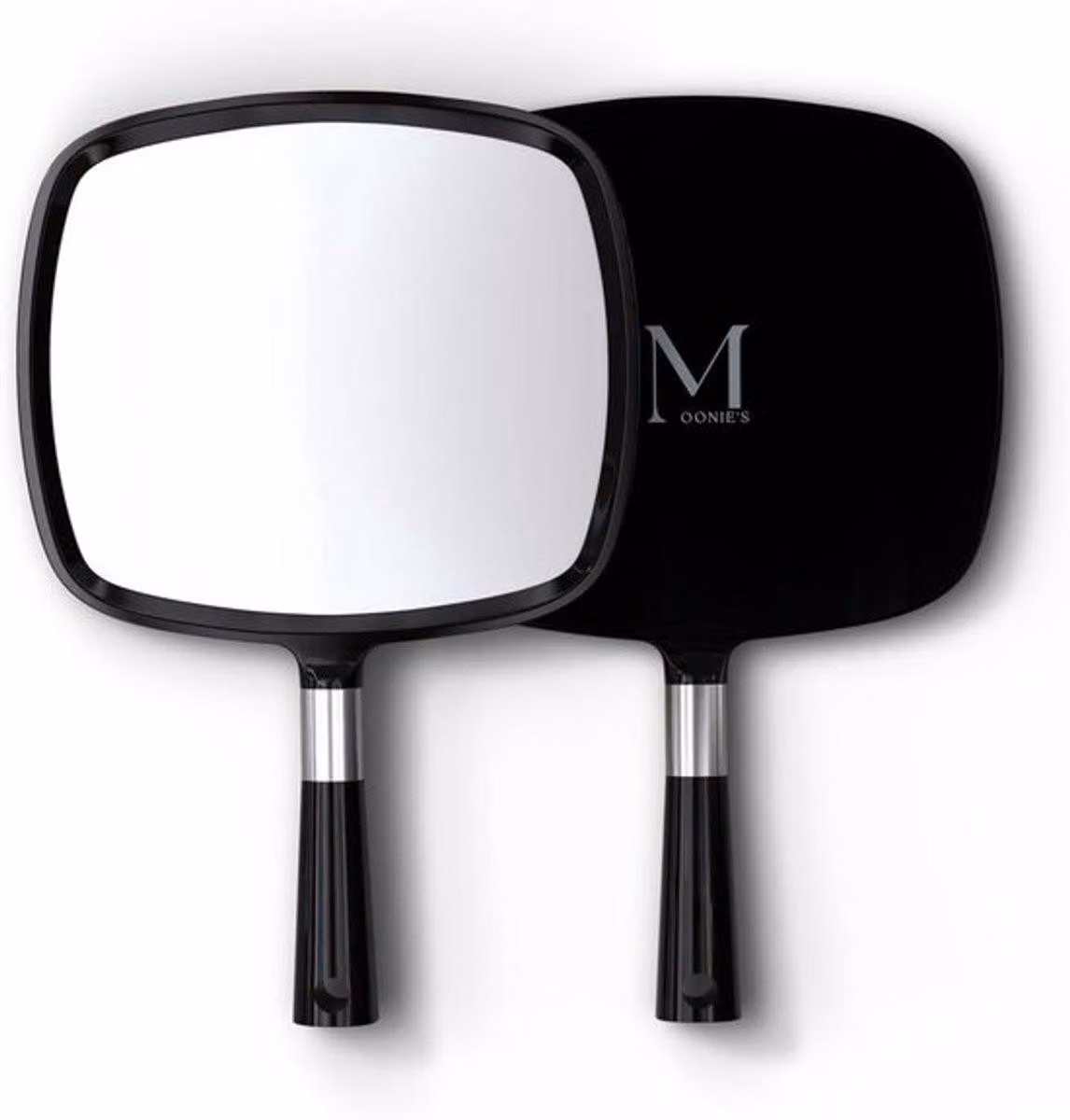 Specchio da trucco con maniglia, nero, grande specchio per la rasatura, specchio per l'acconciatura, compatto e leggero, specchio da viaggio, specchio per il trucco, beauty
