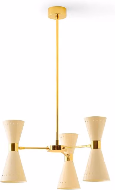 Lampada a sospensione Stilnovo Megafono con LED regolabile in metallo oro/ottone, nero o beige