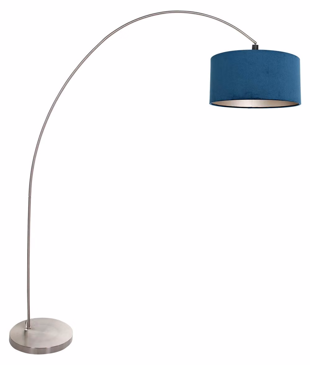 Lampada da terra - acciaio - Solva - metallo tessile - lampada ad arco - E27 - 3914ST - Mexlite