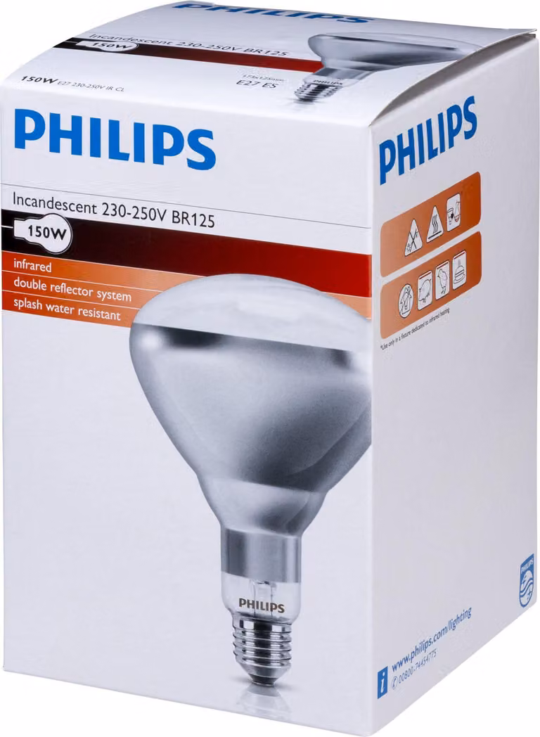 Philips lampada a infrarossi BR125 IR 150W E27 230-250V CL