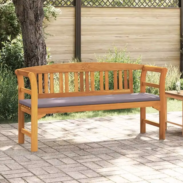 Panchina da giardino vidaXL in legno di acacia rosa con cuscini e braccioli L: 157 cm, P: 46 cm, H: 82,5 cm