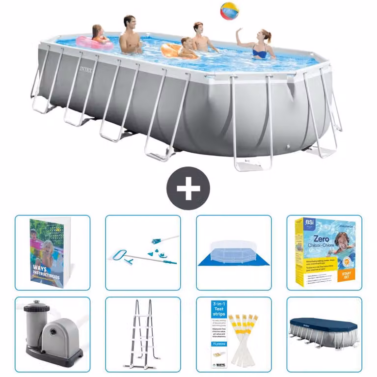Piscina fuori terra ovale "Prism Frame" - 610x305x122 cm - Kit composto da 7 elementi - Modello S550