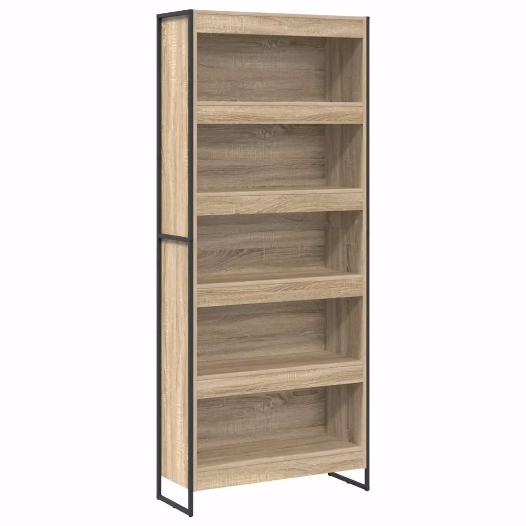 Armadio per Libri Industrial vidaXL in Legno e Metallo, Marrone e Beige, L: 80 cm, P: 30 cm, H: 189,5 cm – 2