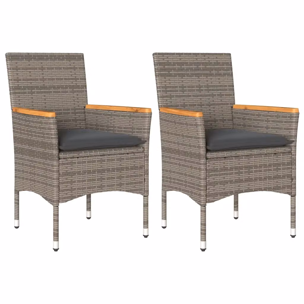 Set di 2 sedie da giardino vidaXL in legno di acacia con cuscini grigi e braccioli – 2