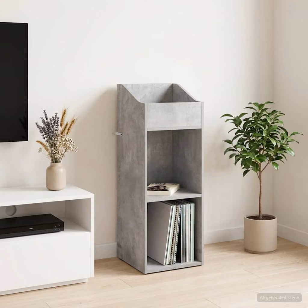 vidaXL Mobile porta vinili moderno Grigio Cemento L/P/H: 36 x 36 x 95,5 cm