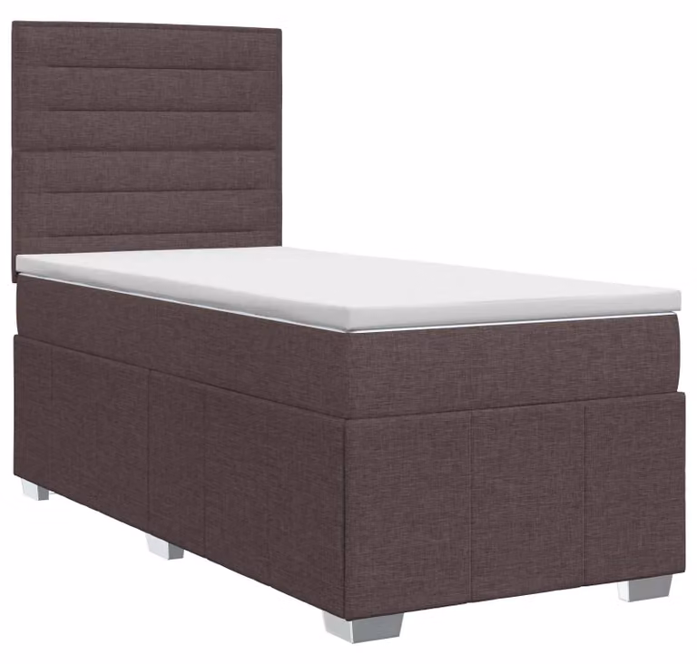 Letto a molle con materasso marrone scuro 90 x 200 cm in tessuto