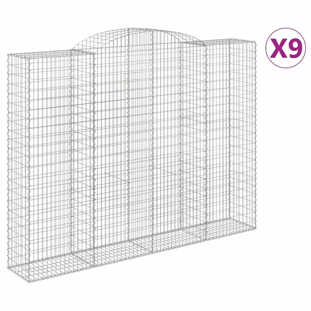 Set di 9 Cesti Gabbioni ad Arco Videx in Acciaio Zincato Argento L: 300 cm, P: 50 cm, H: 220/240 cm – 2