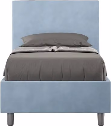 Letto singolo imbottito con contenitore Adele Ityhome in microfibra azzurro L/P/H: 80 x 200 cm
