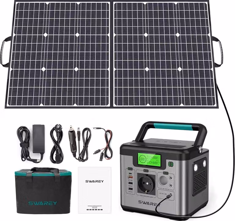 POWER BANK GENERATORE SOLARE SWAREY 518Wh Tipo C PD 65W con PANNELLO SOLARE 100W