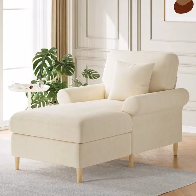 Poltrona Relax Reclinabile REDOM in Velluto Beige L: 133 cm, P: 87 cm, H: 90 cm