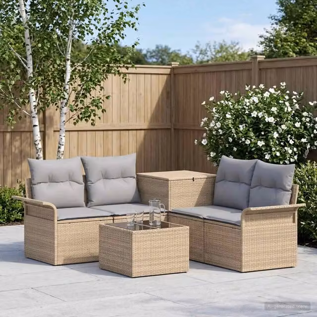 Set di divani 6 pz 4 posto Beige e Grigio Chiaro 3447089