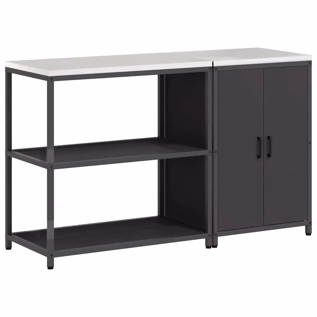 Set di stoccaggio moderno vidaXL in metallo nero per cucina o giardino con ante a battente e ripiani interni L/P/H: 92 x 50 x 90 cm – 2