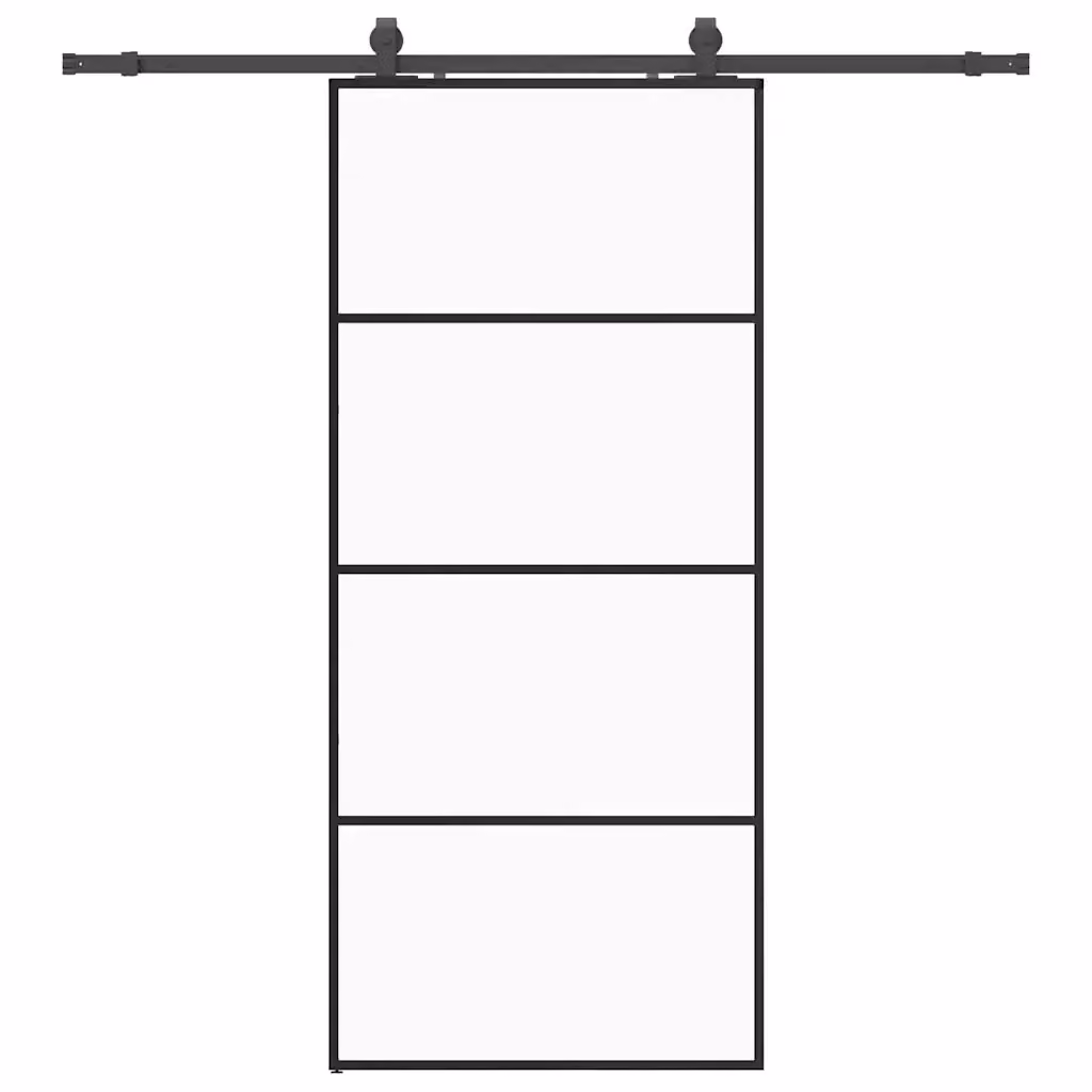 Porta Scorrevole Moderna VIDAXL in Vetro Trasparente con Telaio in Alluminio Nero L: 90 cm, H: 205 cm – 2