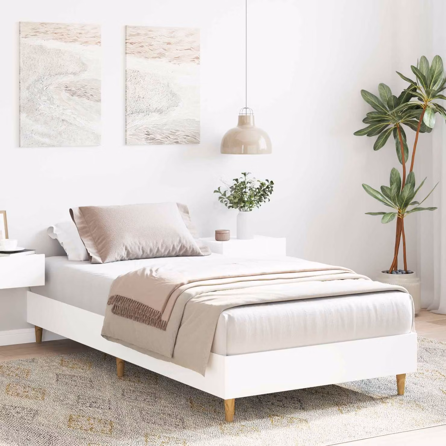 Struttura del letto moderna vidaXL in legno ingegnerizzato bianco L/P/H: 200 x 80 x 83 cm