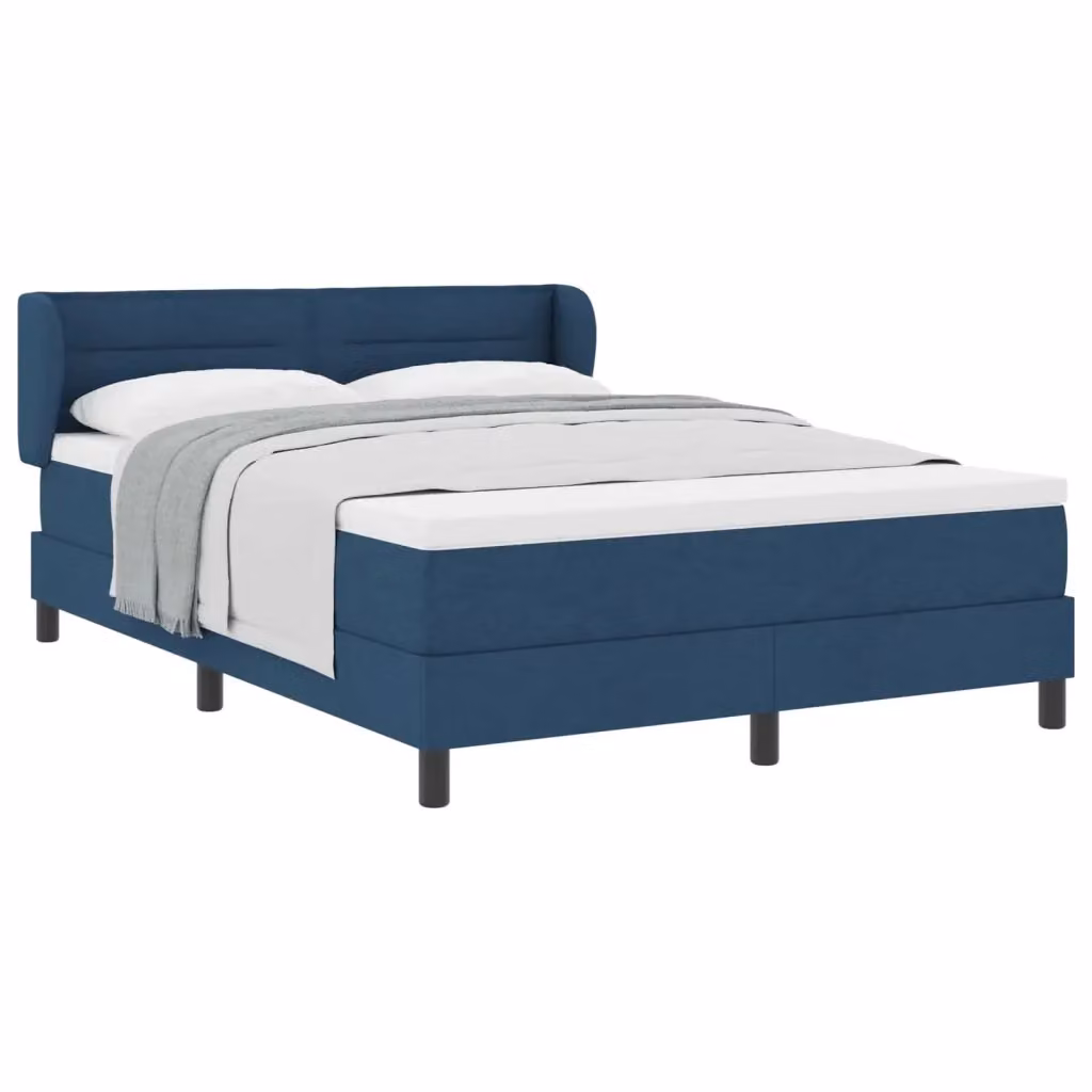 Letto a molle con testiera blu vidaXL in tessuto e legno L/P/H: 160 x 200 x 88 cm – 2
