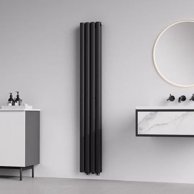 Termosifone a pannello doppio con elementi tubolari nero neu.haus H: 160 cm, L: 24 cm