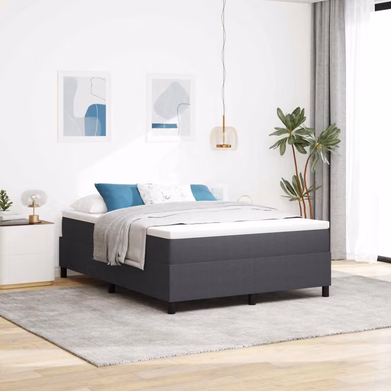 vidaXL Struttura letto piattaforma moderna in tessuto grigio con doghe in legno L/P: 160 x 200 cm