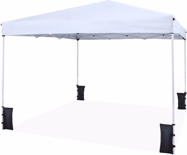 Gazebo da esterno pop up pieghevole regolabile in altezza con 4 sacchi di sabbia e borsa da trasporto Bianco L: 290 cm x P: 290 cm x H: 248 cm