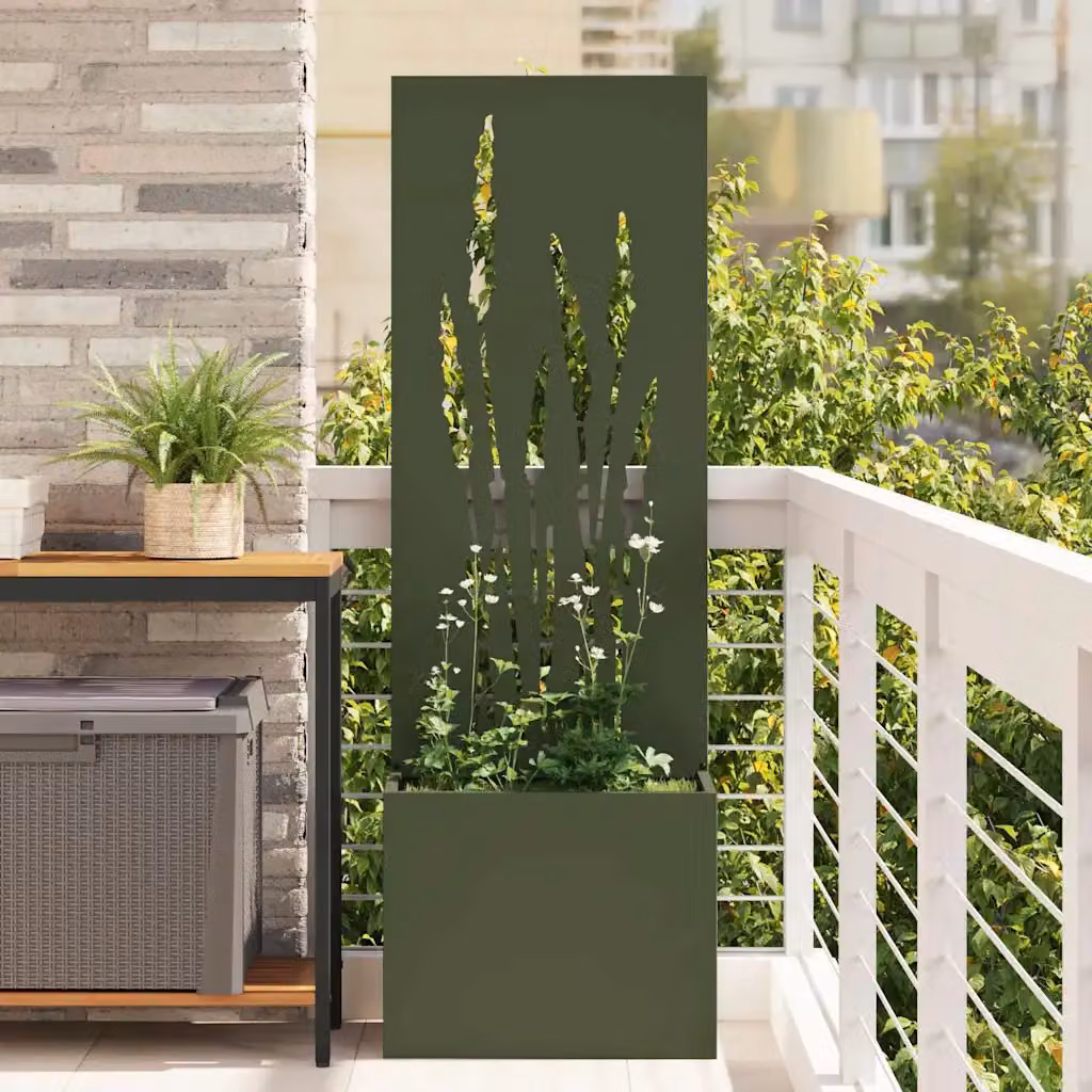 vidaXL Paravent per privacy in giardino in acciaio verde L/P/H: 50 x 32 x 150 cm