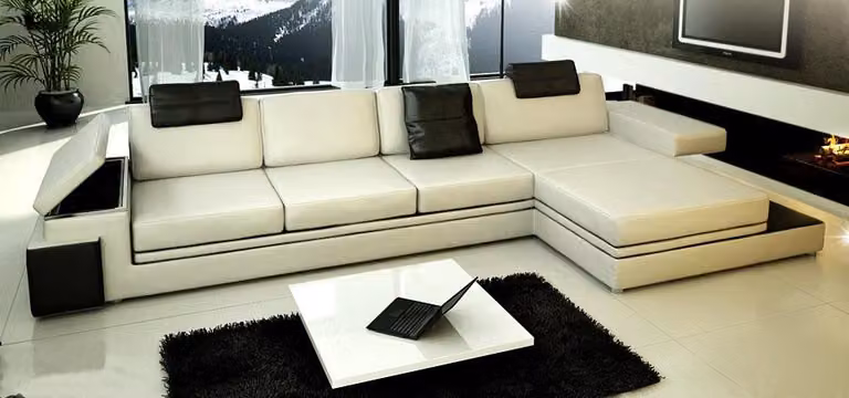 Ecksofa mit USB Couch Sofa Wohnlandschaft Sitz Eck Garnitur Leder PHM88