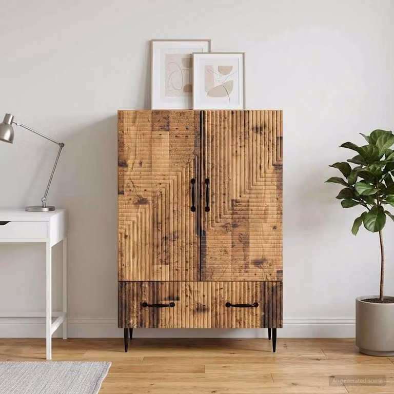 Credenza moderna vidaXL in legno antico e metallo, colore marrone, L 66 x P 34,5 x H 95 cm