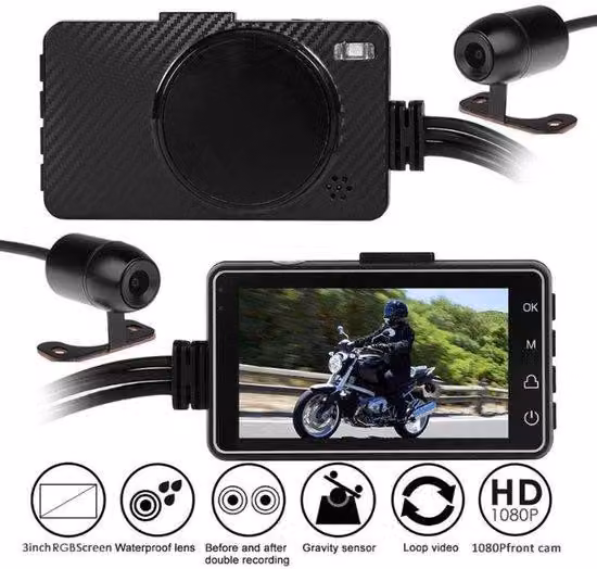 Visualizzazione del DVR per moto Visualizzazione del DVR a doppio canale con schermo da 2,7 pollici