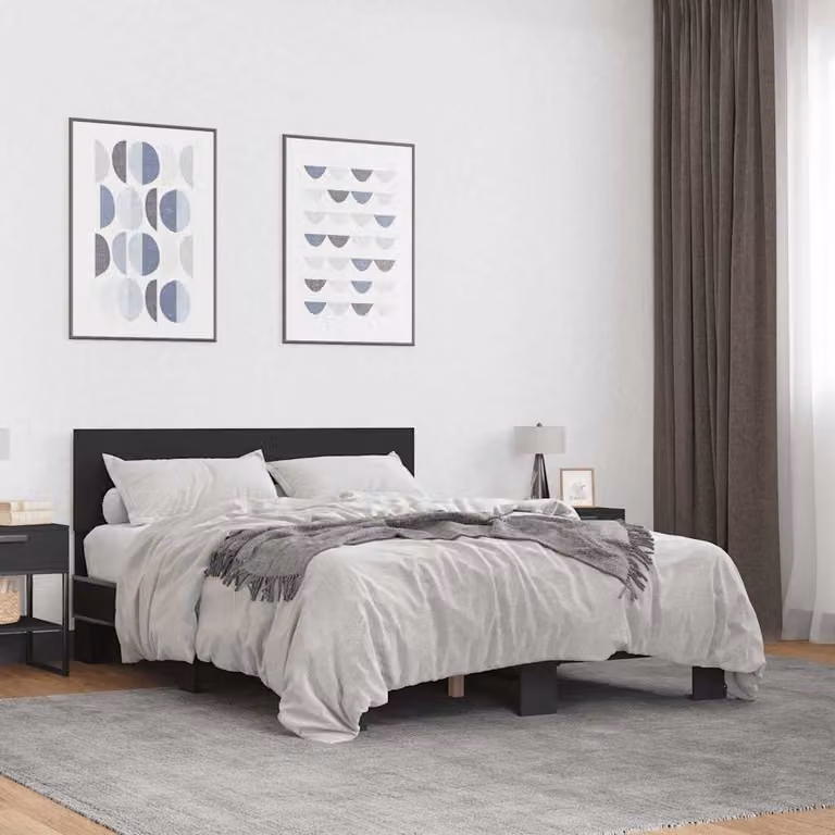 vidaXL Giroletto Moderno Nero in Metallo e Legno L: 120 cm, P: 200 cm
