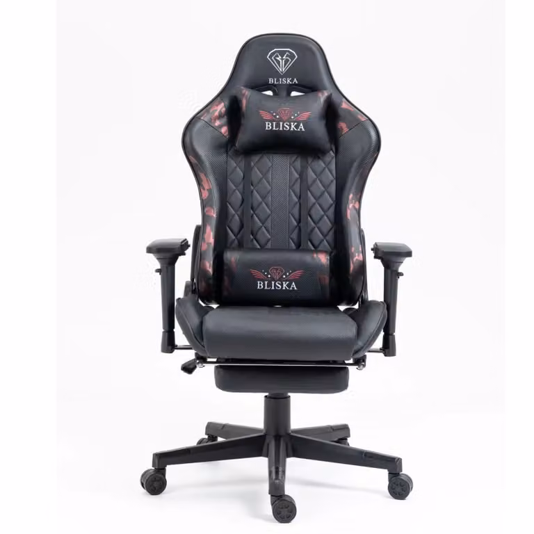 Sedia da gaming con poggiapiedi e braccioli ergonomici 4D. Sedia da gaming con design sportivo ergonomico. Sedia da gaming con cuscini lombari regolabili. Sedia da ufficio, colore: nero/militare - rosa