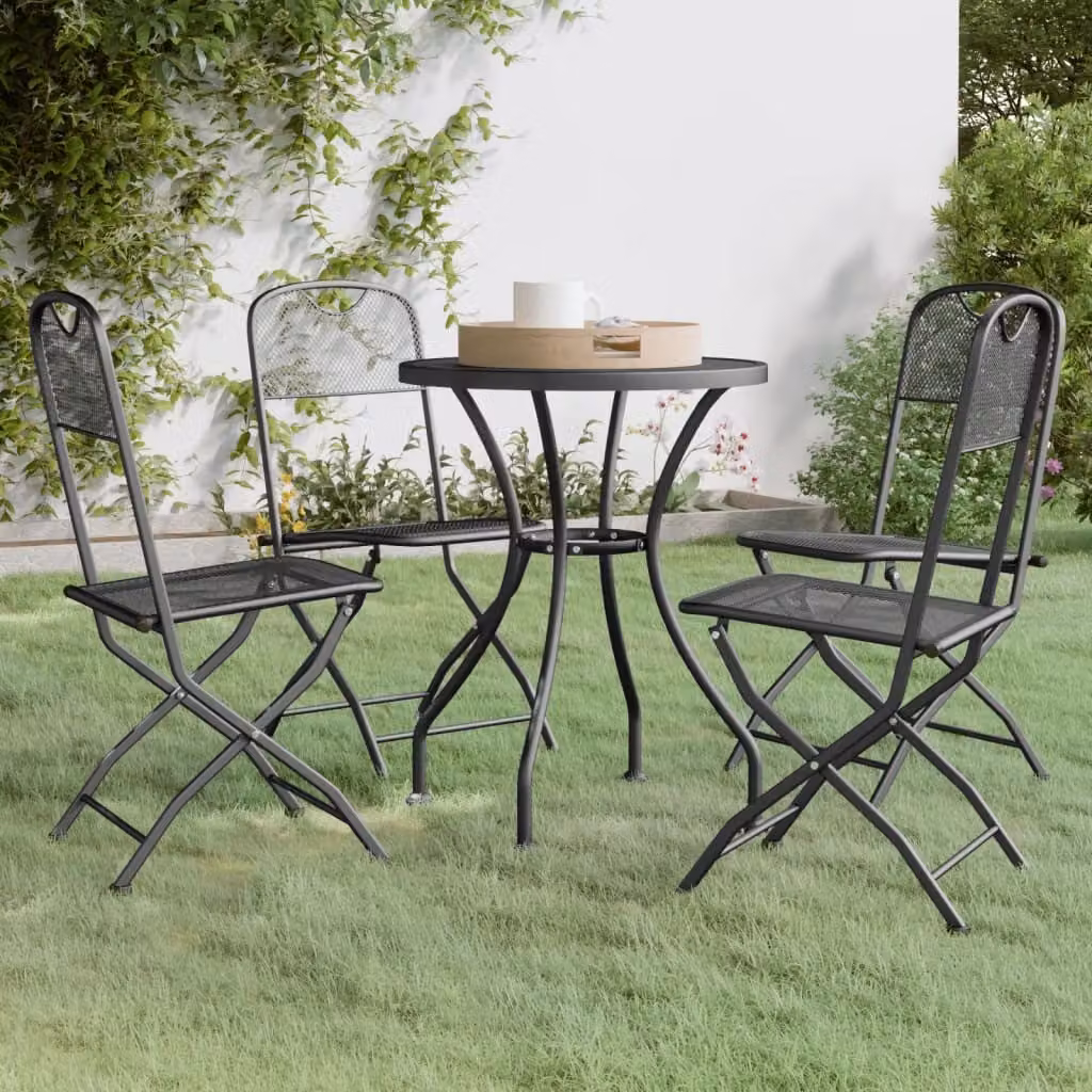 The Living Store Set da pranzo da giardino 5 pezzi in metallo espanso antracite