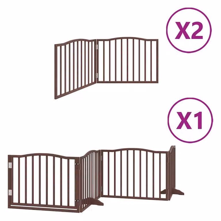 Cancello Cani Porta Pieghevole Marrone 8 Pannelli 640cm Pioppo