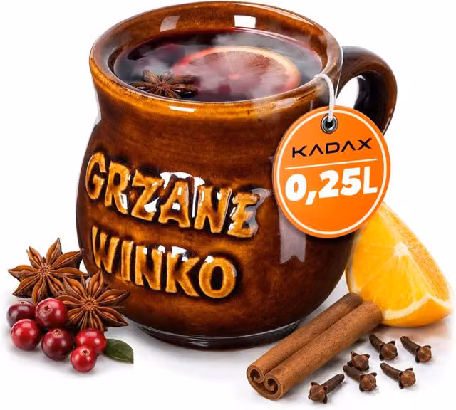 Tazza da vin brulé KADAX in gres marrone da 250 ml con manico – 1