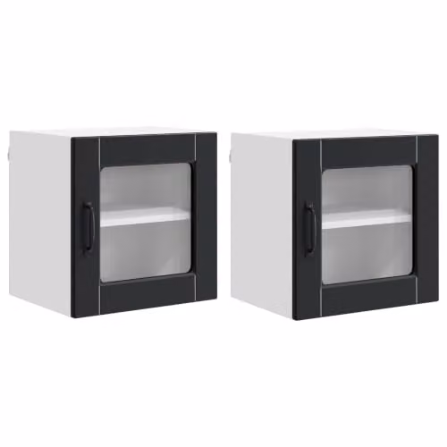 Helloshop26 Set di 2 armadi da parete moderni per cucina, 40 x 31 x 40 cm, in legno di ingegneria, colore: nero 02_0054184