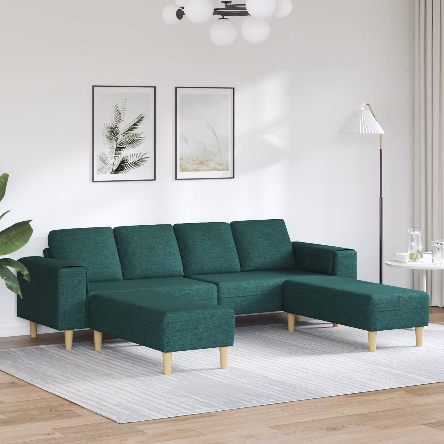 vidaXL Divano per Soggiorno Imbottito in Tessuto Verde e Marrone con Cuscini, L: 250 cm, P: 188 cm, H: 76 cm