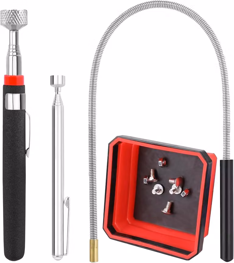 Set di 4 pinze magnetiche, con aste telescopiche da 17 a 66 cm, pinze flessibili, ideale per l'officina