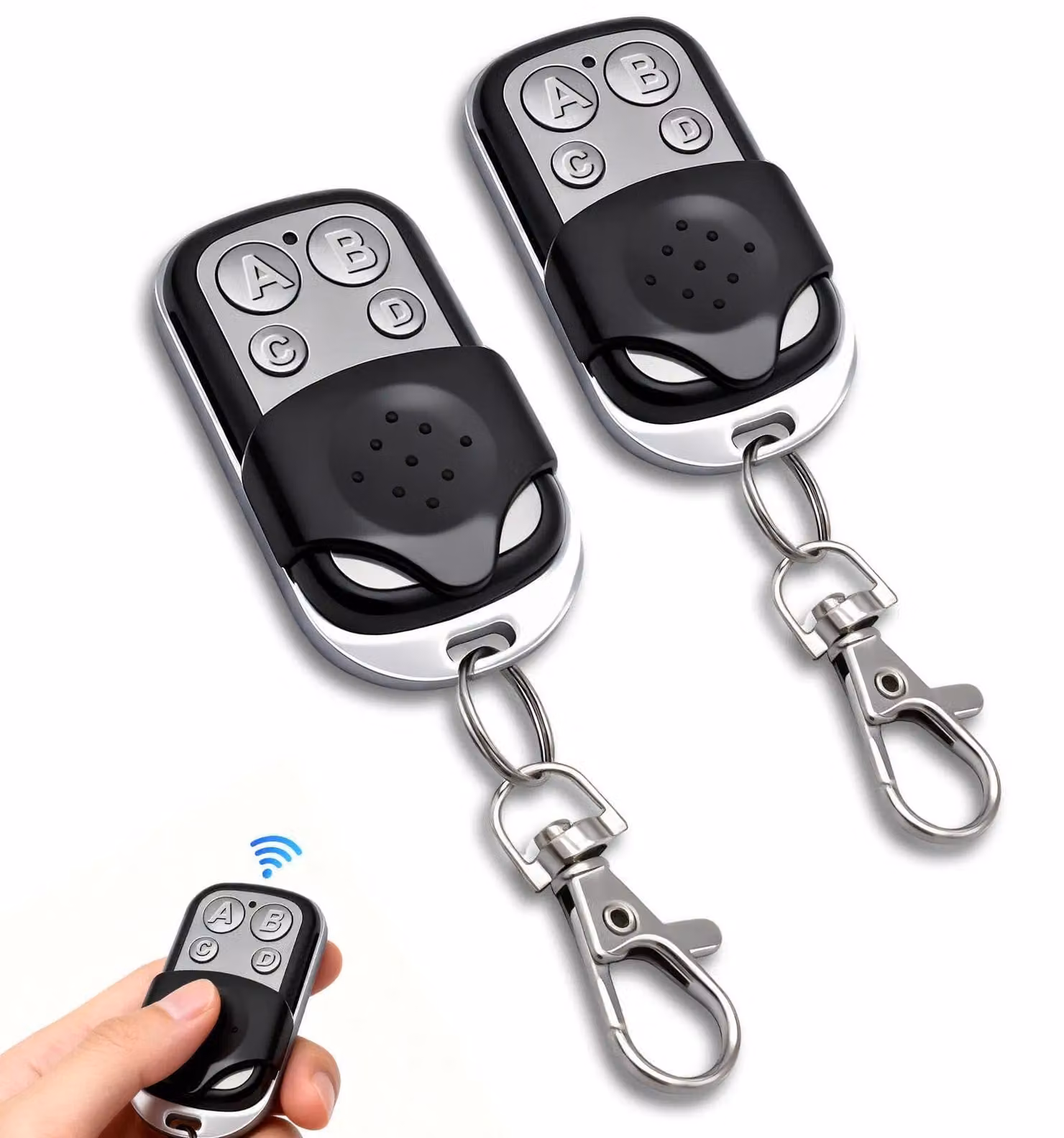 2 telecomandi universali per l'apertura di porte da garage, frequenza 433 MHz, compatibili con diversi modelli e clonabili