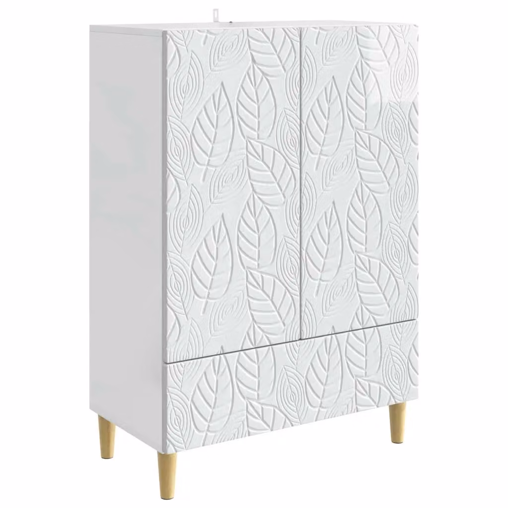 Credenza moderna vidaXL in legno ingegnerizzato bianco lucido L: 66 cm, P: 34,5 cm, H: 95 cm – 2