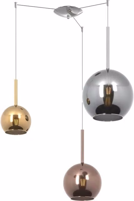 Lampadario Contemporaneo Future Metallo Cromo Vetro Multicolor 3 Luci E27