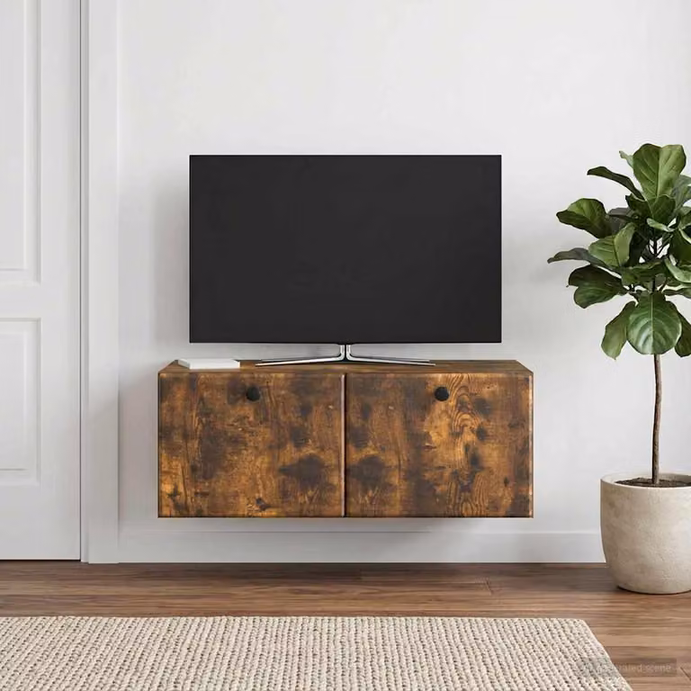 Mobile Porta TV da Muro vidaXL in Rovere Fumo, L 78,5 x P 41 x H 30 cm