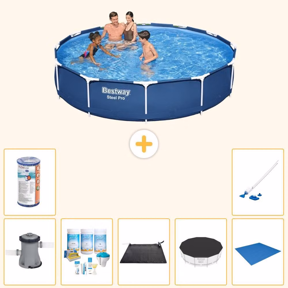 Bestway Steel Pro, piscina in acciaio, forma rotonda - 366x76 cm - 8 pezzi, modello S21593