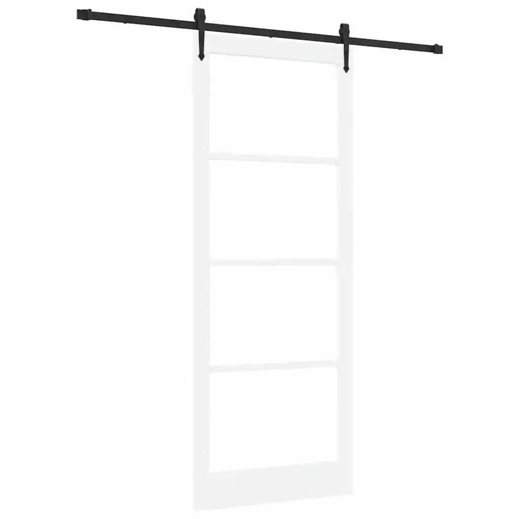 Porta scorrevole moderna vidaXL in legno e vetro, colore bianco, L: 93 cm, H: 232 cm – 2