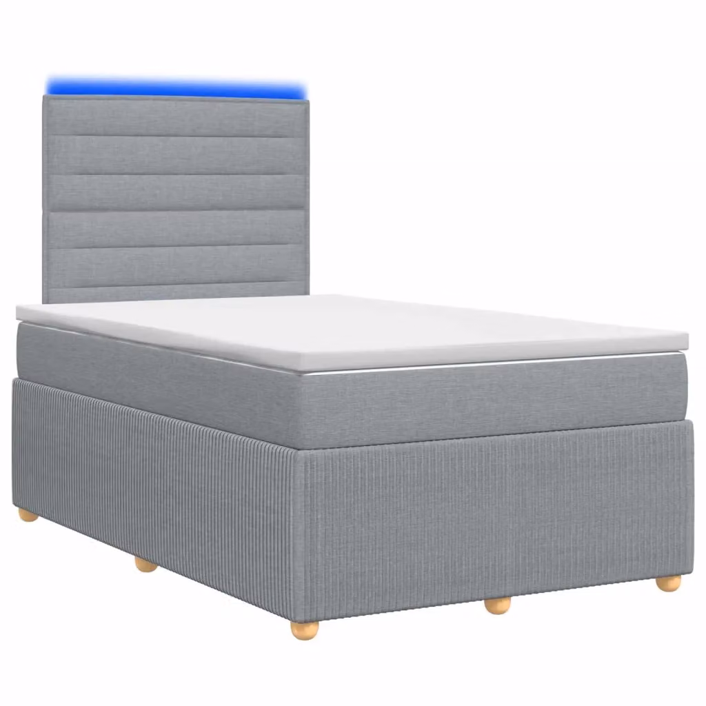 Letto Box Spring vidaXL con Materasso Ibrido Grigio e Bianco, Illuminazione LED Sotto il Letto e Porta USB, L/P: 120 x 200 cm – 2