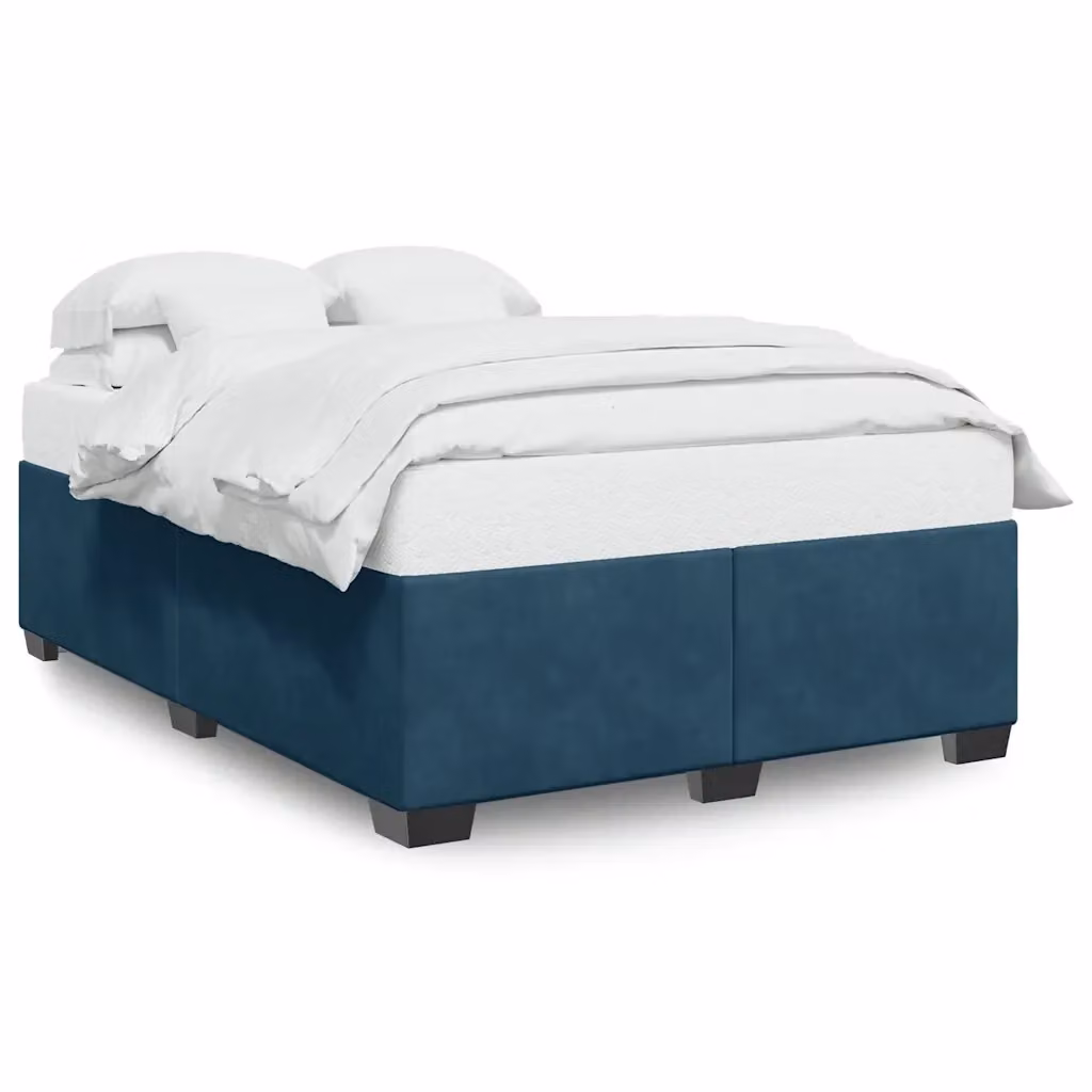 Letto con giroletto in velluto blu vidaXL L/P: 140 x 200 cm – 2