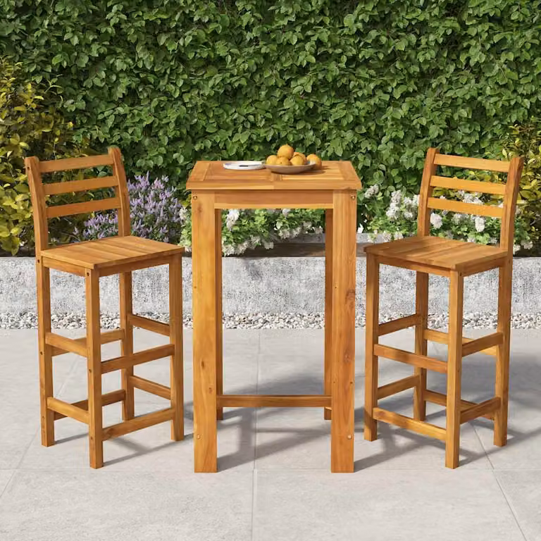 Set da Bar da Giardino vidaXL in Legno di Acacia Marrone, 3 Pezzi